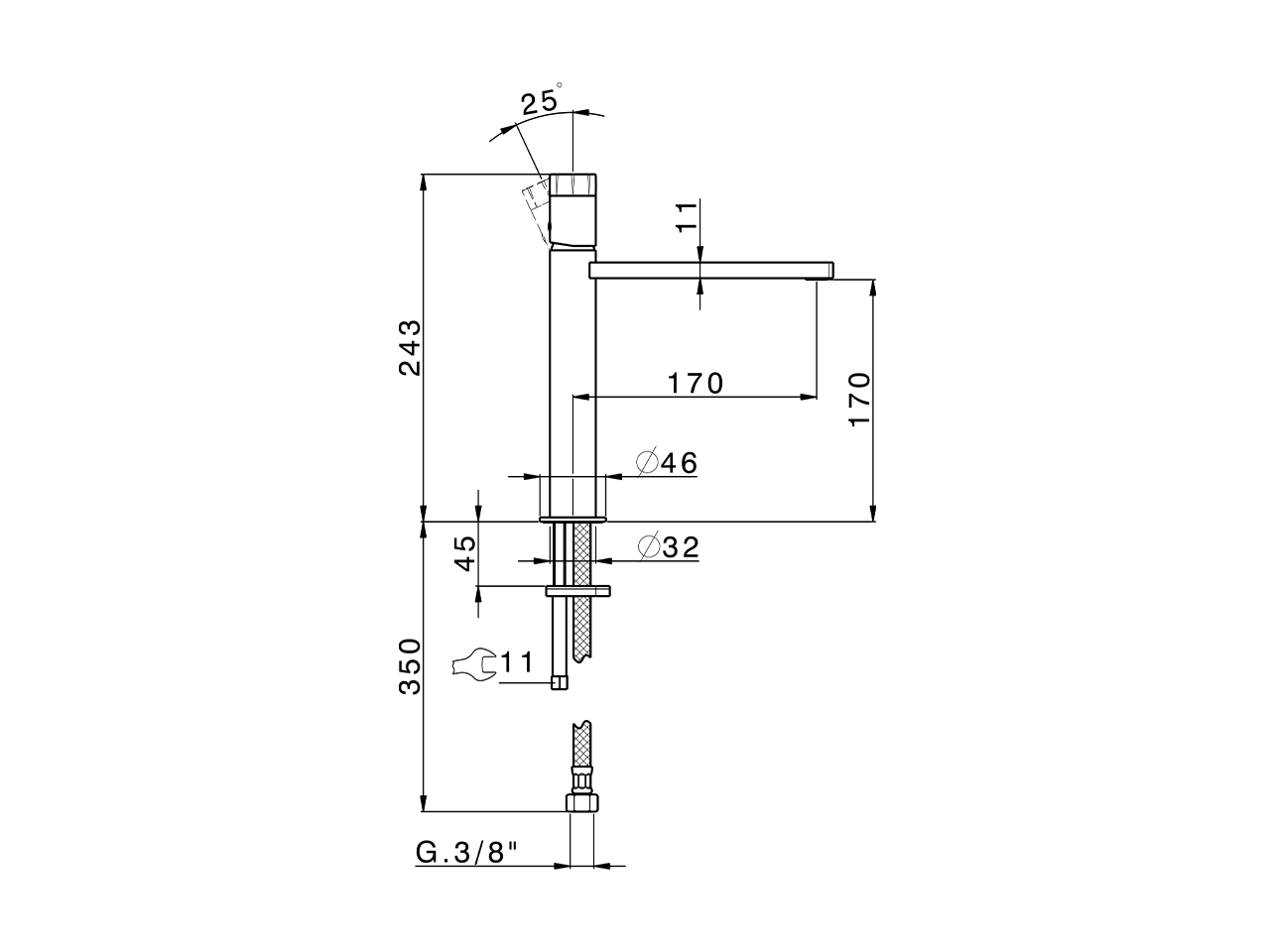 Single lever 'medium' washbasin mixer MARBLE X32_X6001504 - v1