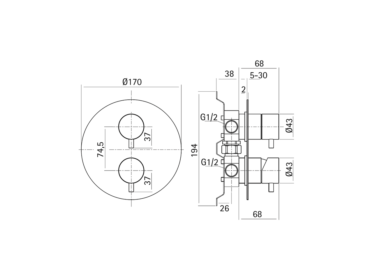Concealed single lever bath-shower valve XION_XI000213 - v1