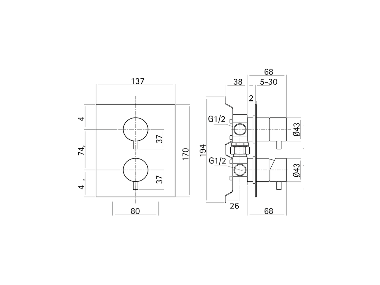 Concealed single lever bath-shower valve XION_XI000214 - v1