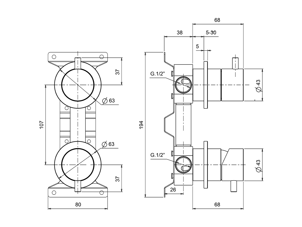 Concealed single lever bath-shower valve XION_XI000215 - v1