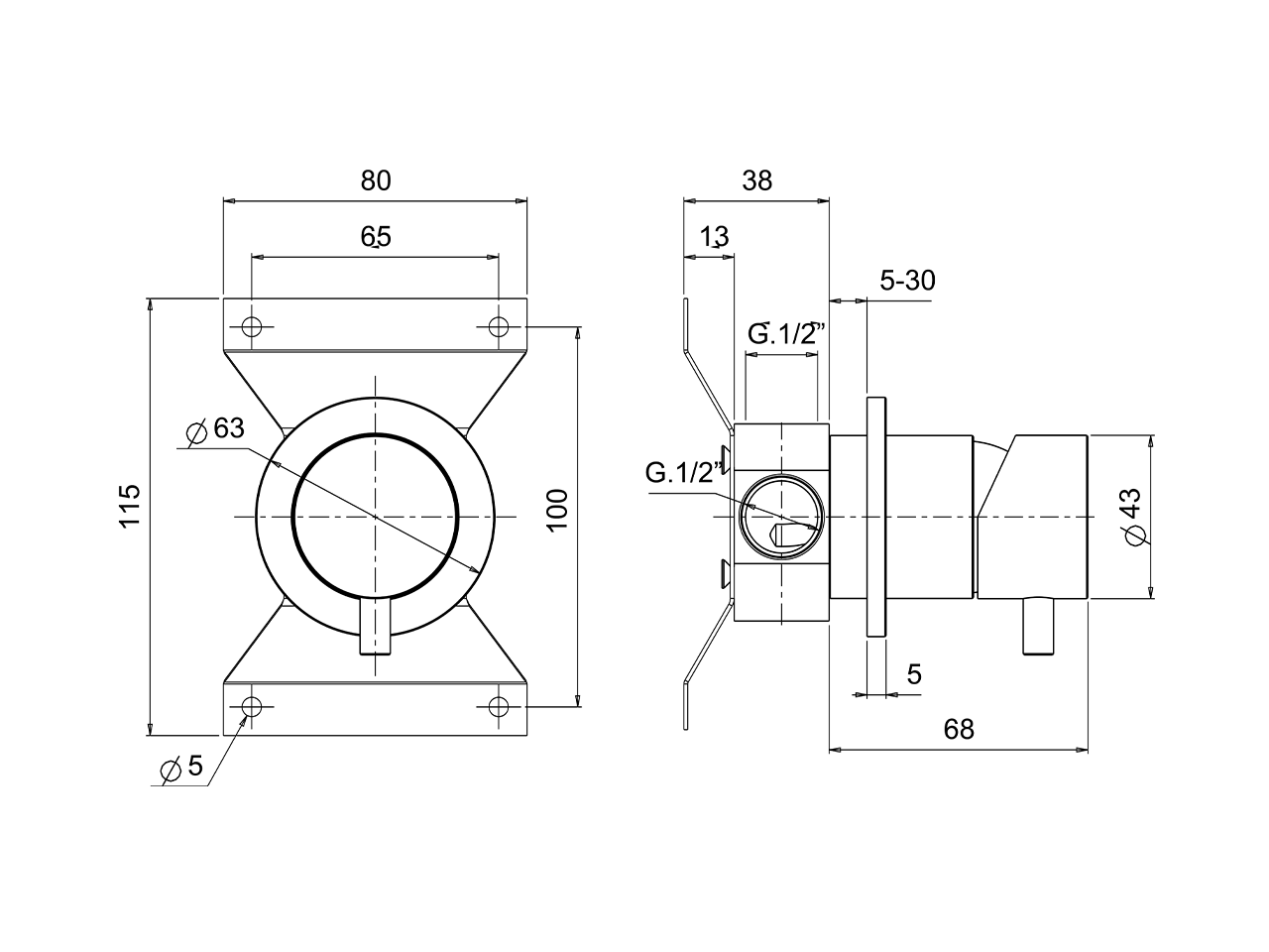 Concealed single lever shower valve XION_XI000304 - v1