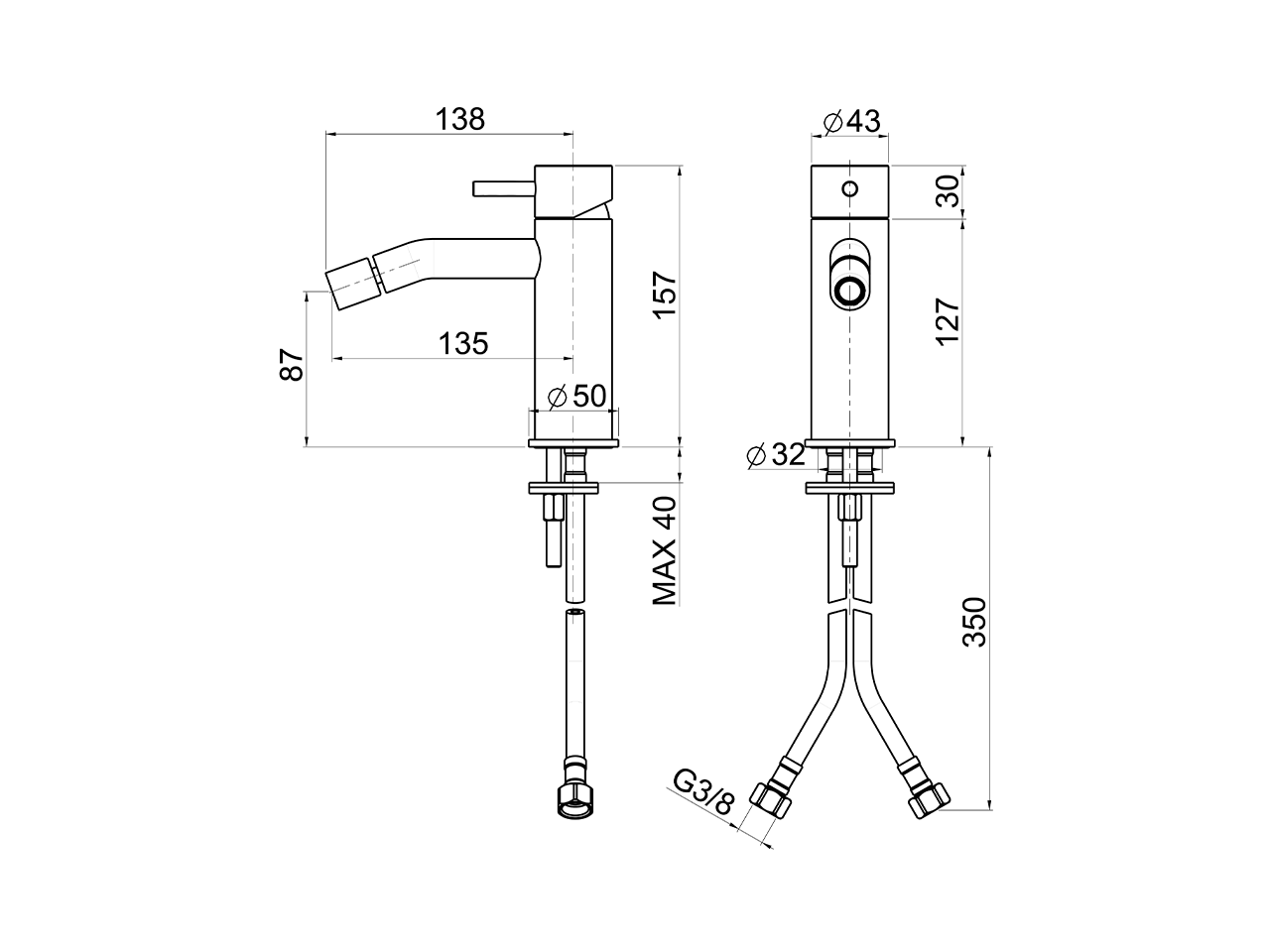 Single lever bidet mixer XION_XI000564 - v1