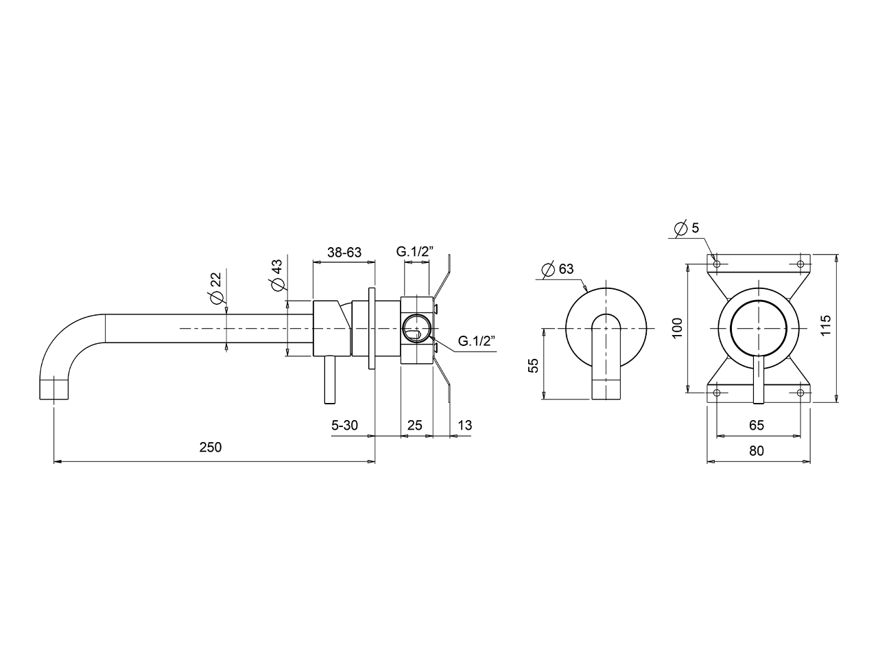 Exposed single lever washbasin mixer XION_XI002511 - v1