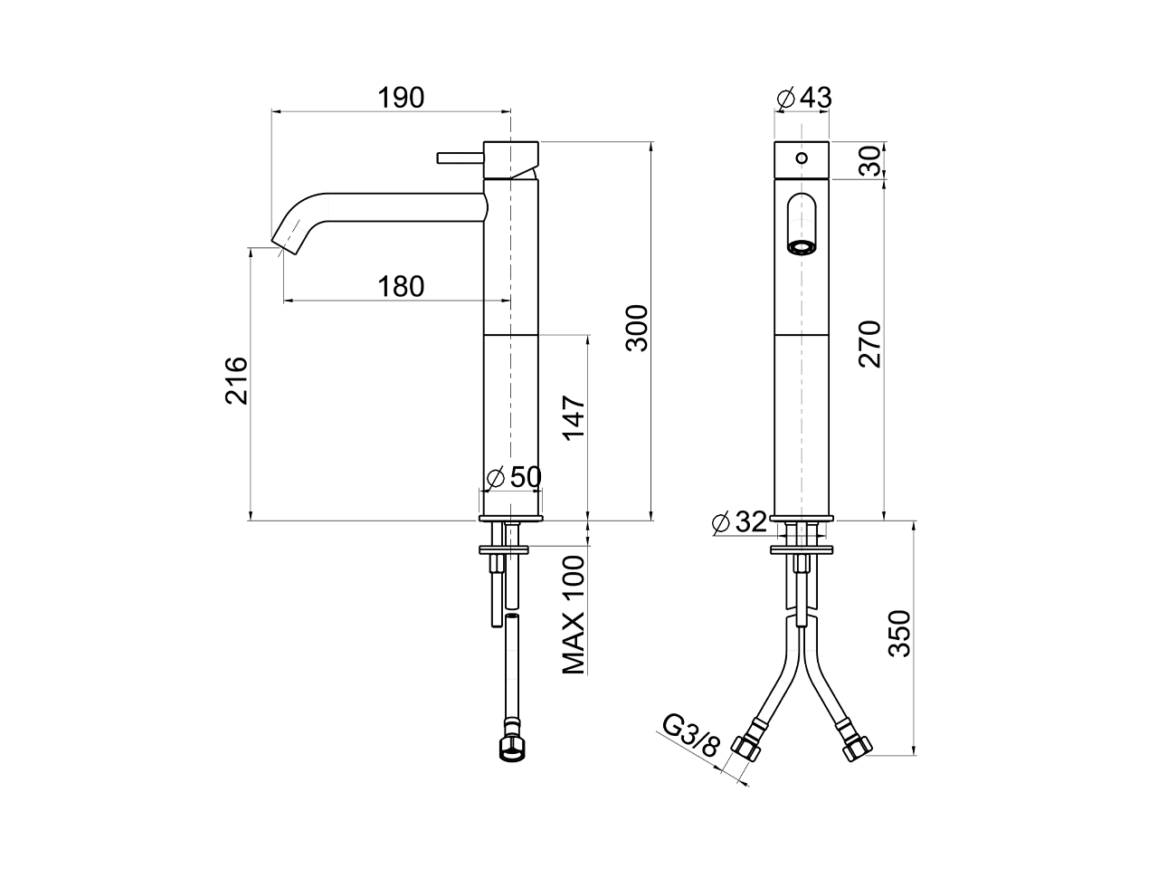 Single lever tall washbasin mixer XION_XI003544 - v1