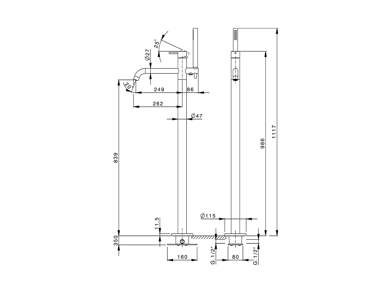 Free standing single lever bath mixer XION_XI004204 - v1