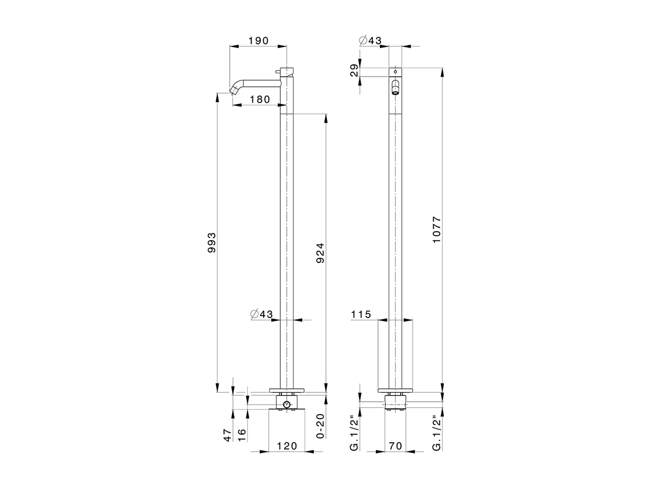 Single lever washbasin with floor mounted column XION_XI004514 - v1