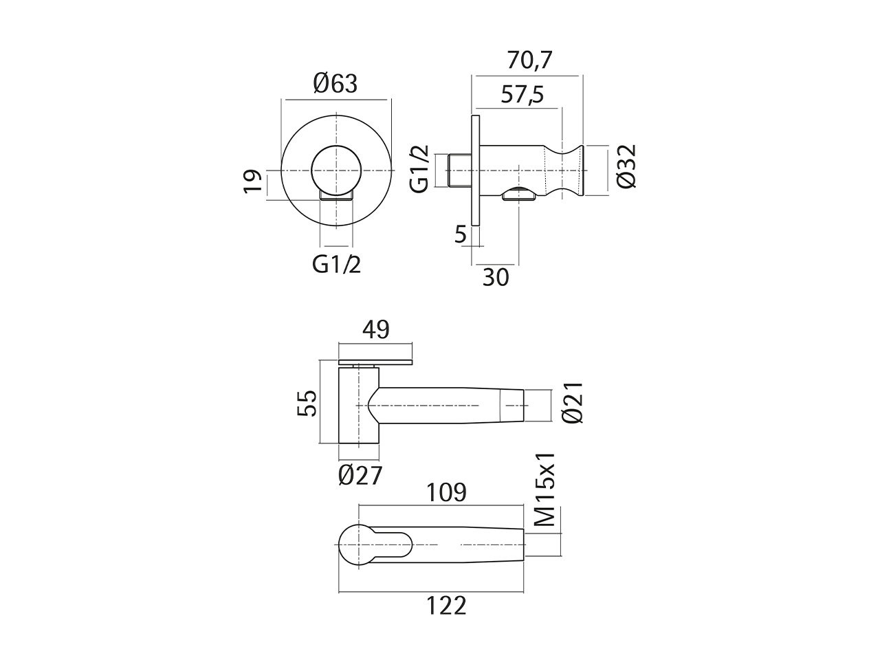 Hygienic shower set, complete Inox AISI 304 XION_XI007910 - v1