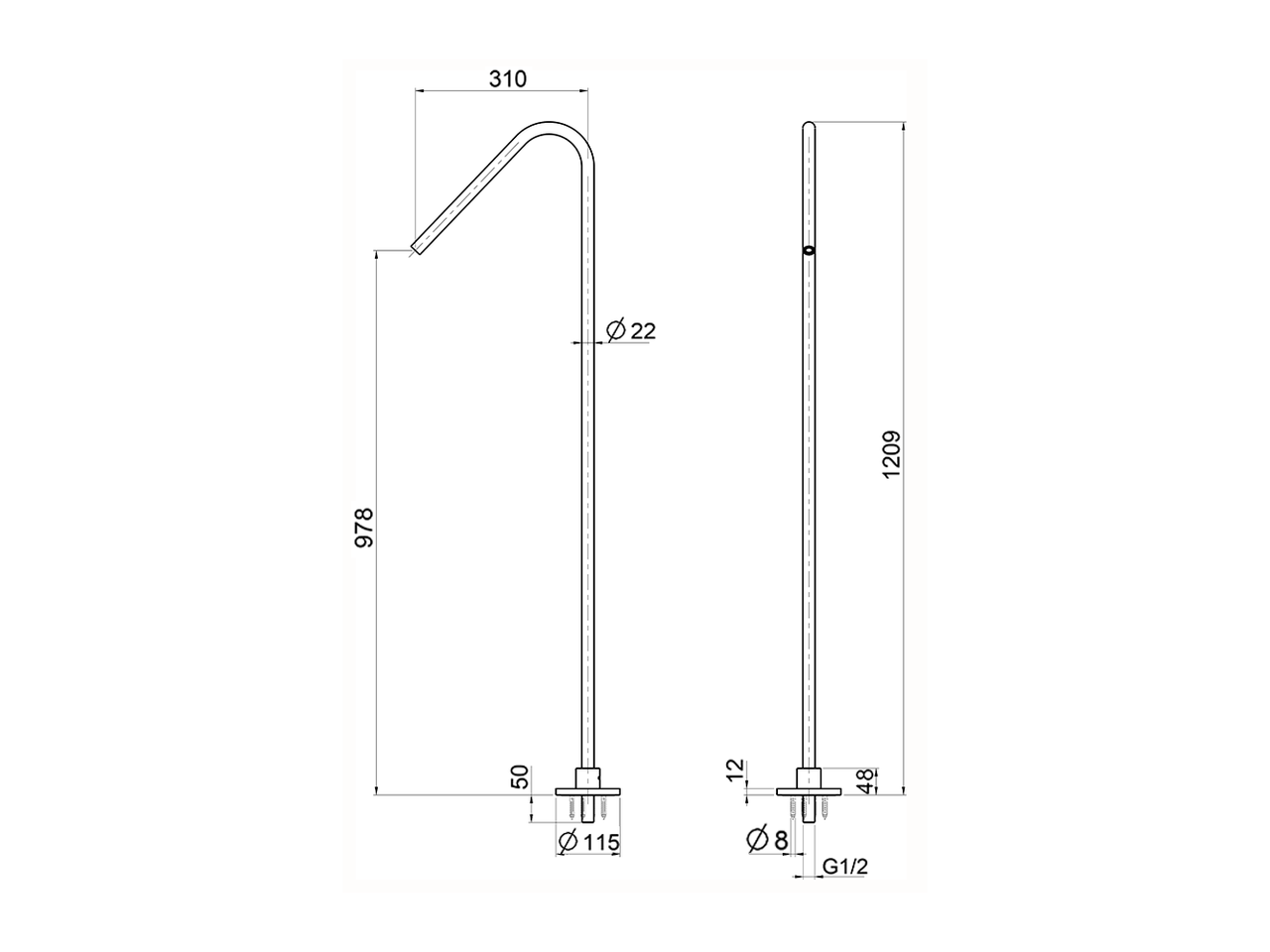 Standing floor mounted spout X32_ZA001280 - v1