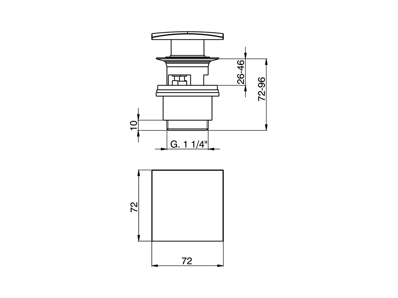 1”1/4 click clack drain for basin mixer COMPONENTS_ZA001622 - v1