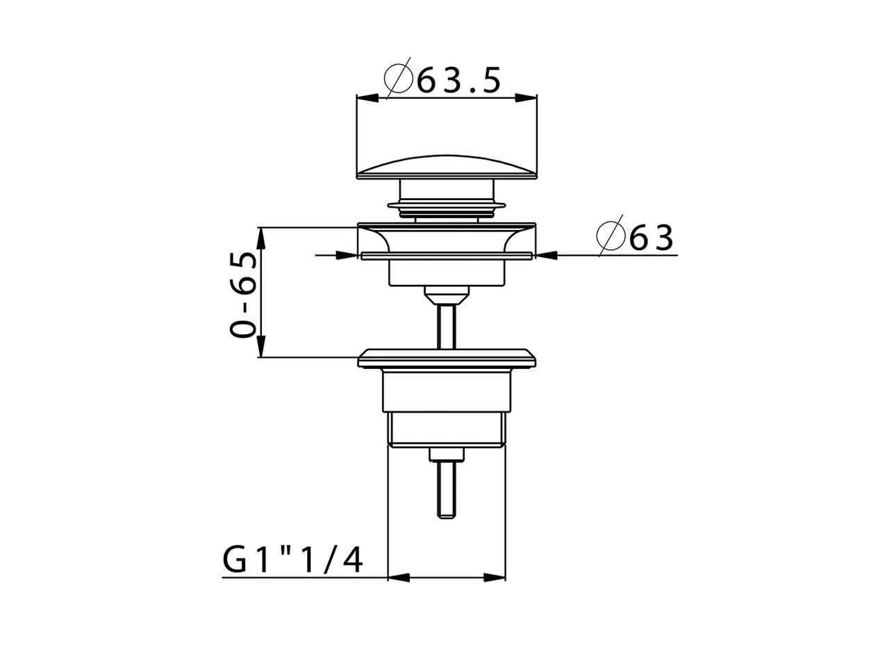 1”1/4 click clack drain for basin mixer COMPONENTS_ZA001780 - v1