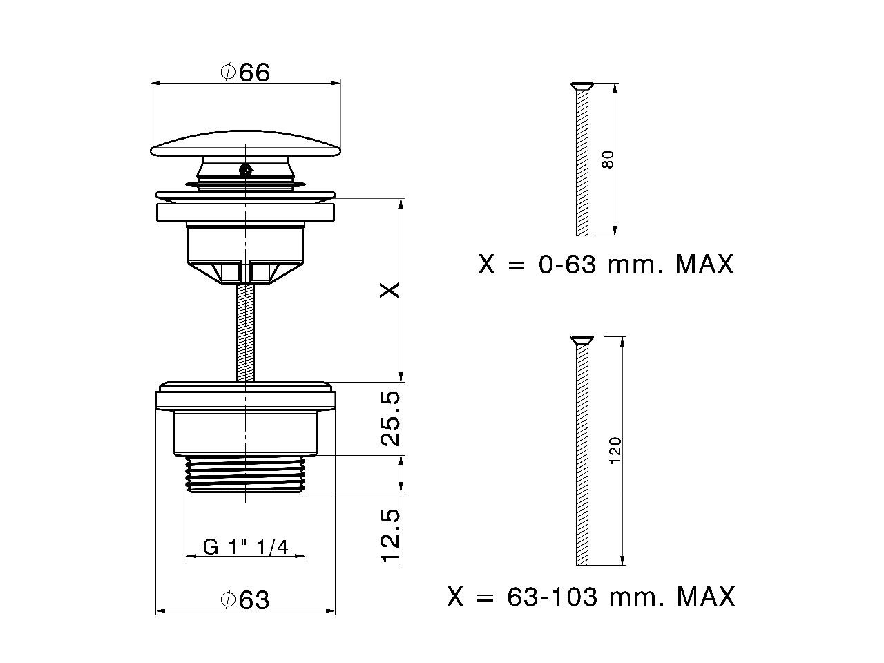 1”1/4 click clack drain for basin mixer COMPONENTS_ZA001790 - v1