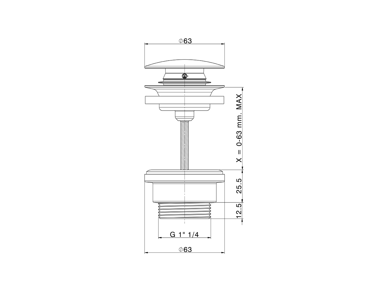 1”1/4 click clack drain for basin mixer COMPONENTS_ZA001800 - v1