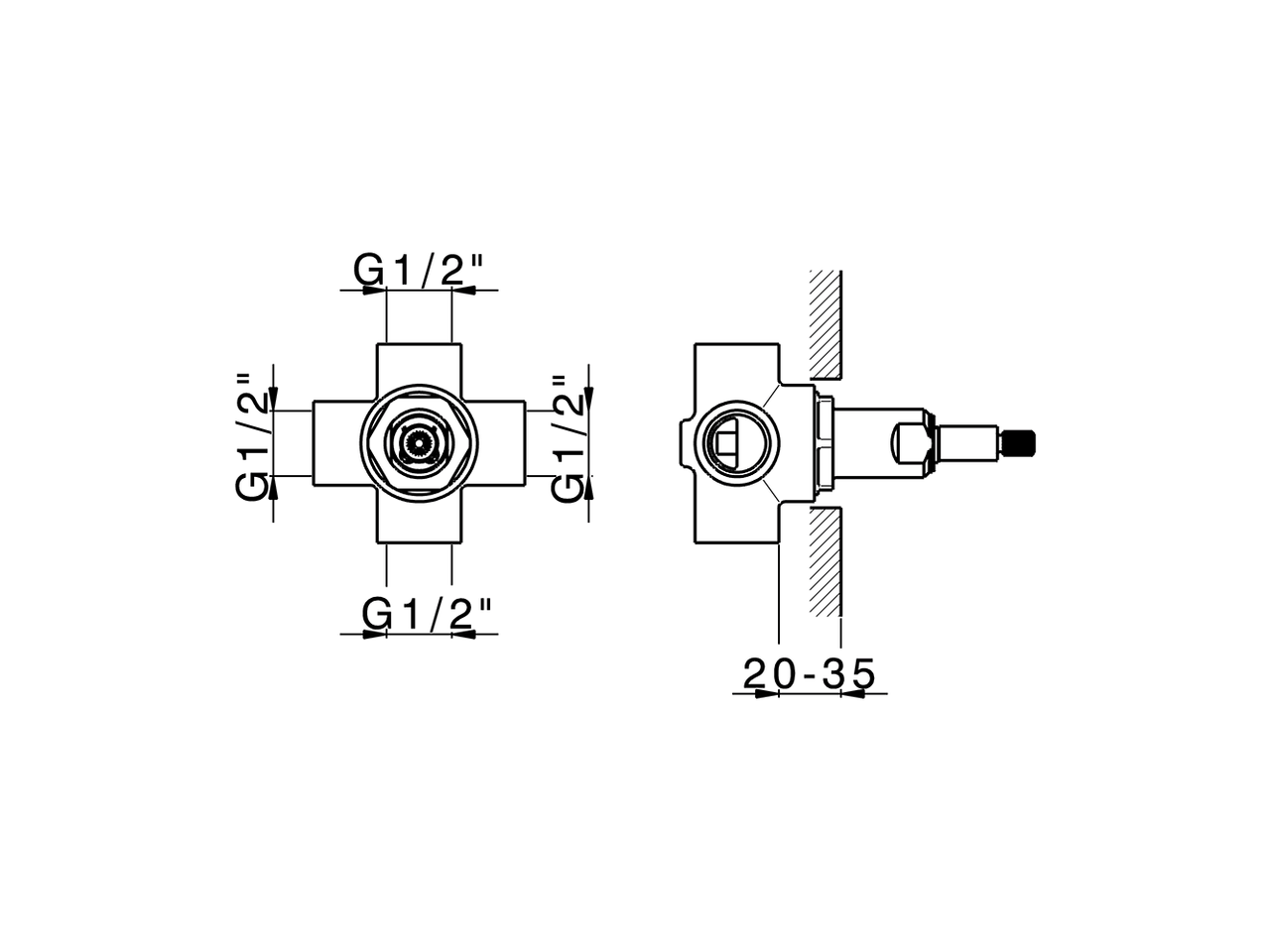 2 outlet diverter concealed part CONCEALED_ZA002000 - v1