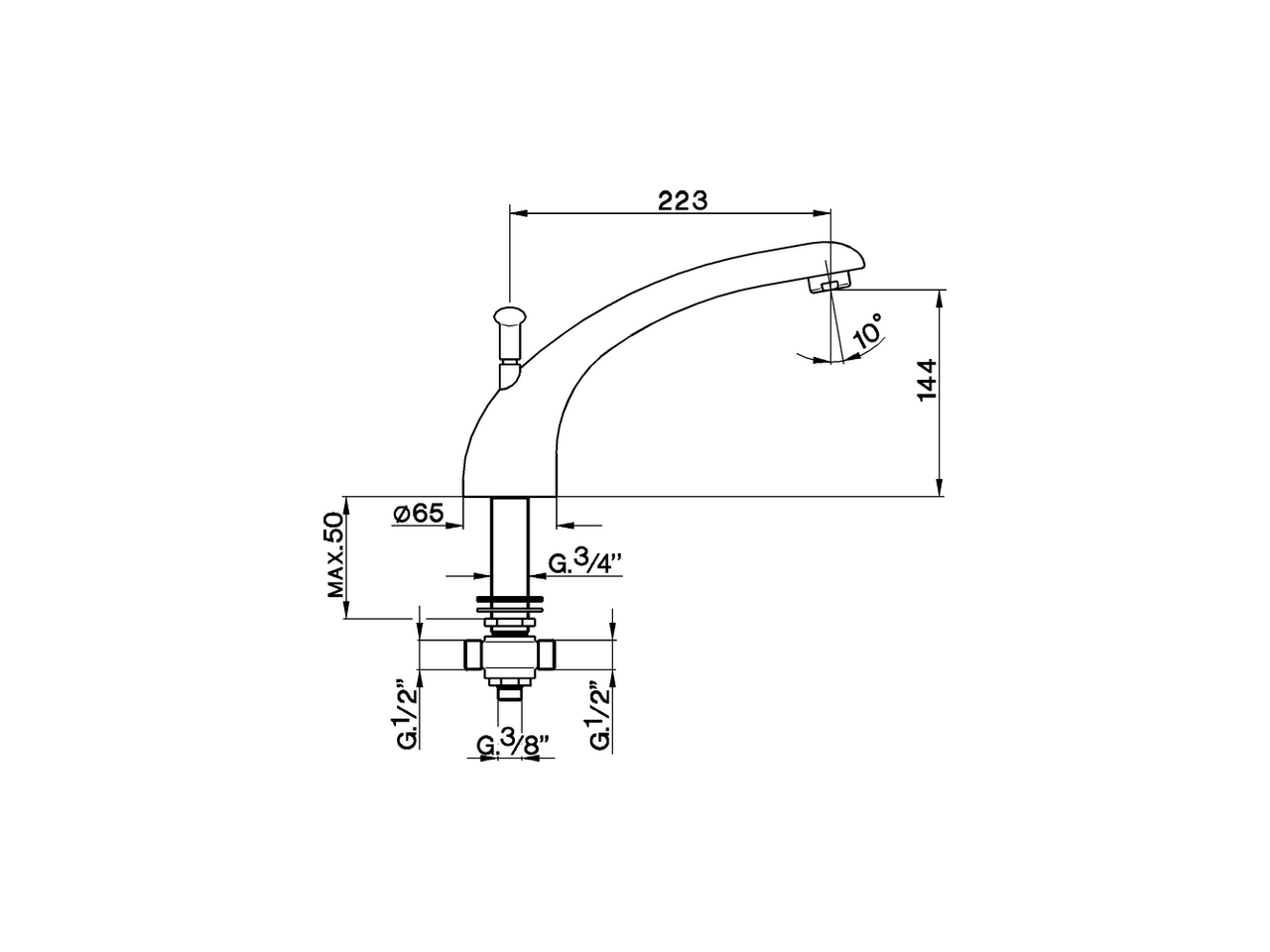 Deck mounted bath spout COMPONENTS_ZA002600 - v1