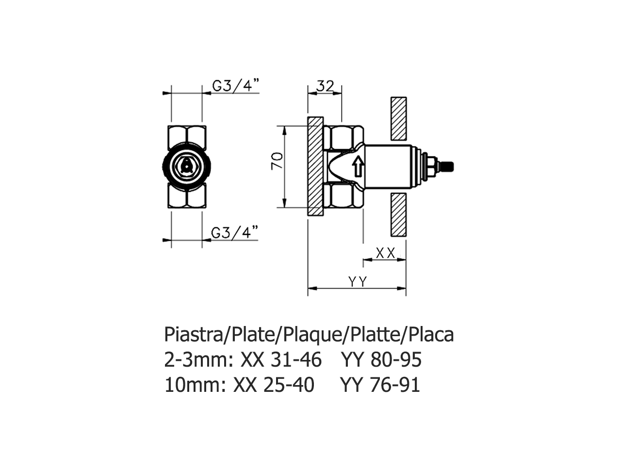 3/4 Stopvalve concealed part CONCEALED_ZA003330 - v1