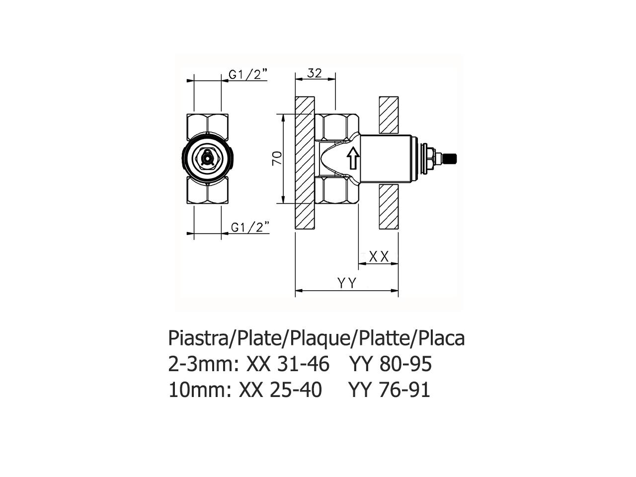 1/2 Stopvalve concealed part CONCEALED_ZA003340 - v1