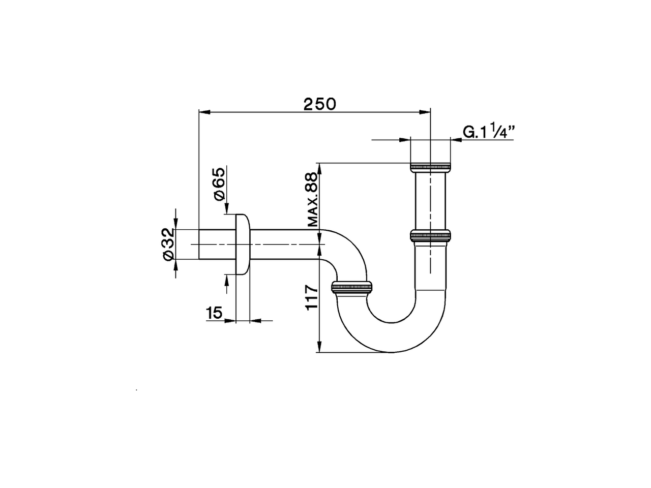 11/4 S-shaped siphon COMPONENTS_ZA004060 - v1