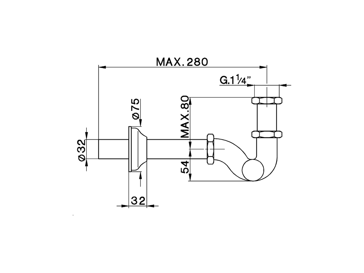 11/4 S-shaped siphon COMPONENTS_ZA004110 - v1