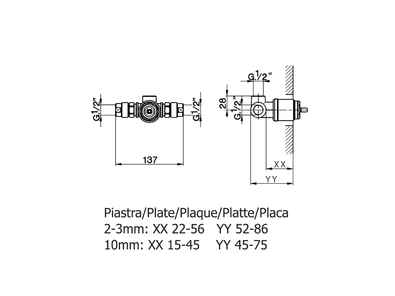 Concealed part for single lever shower mixer CONCEALED_ZA004310 - v1