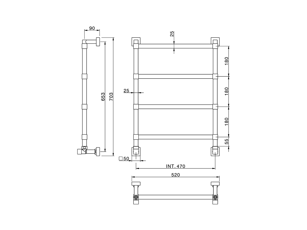 Fixed modular heated towel rail Ø25mm BATHROOM ACCESSORIES_ZA004930 - v1