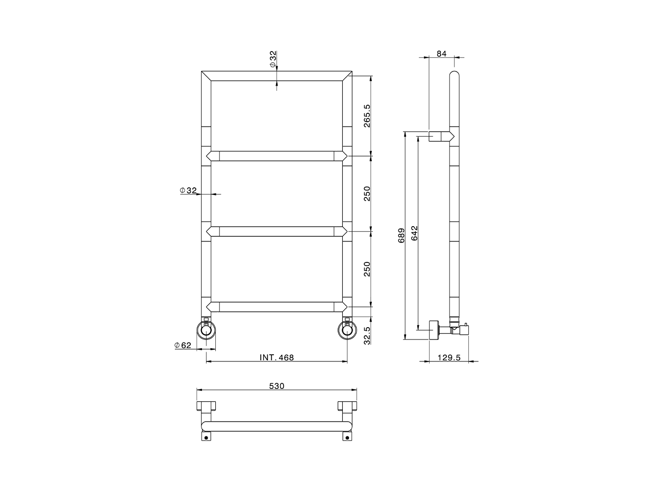 Fixed modular heated towel rail Ø32mm BATHROOM ACCESSORIES_ZA004940 - v1
