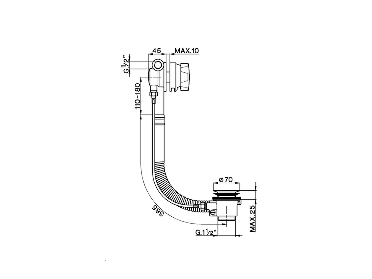 Bath drain with overflow COMPONENTS_ZA005710 - v1