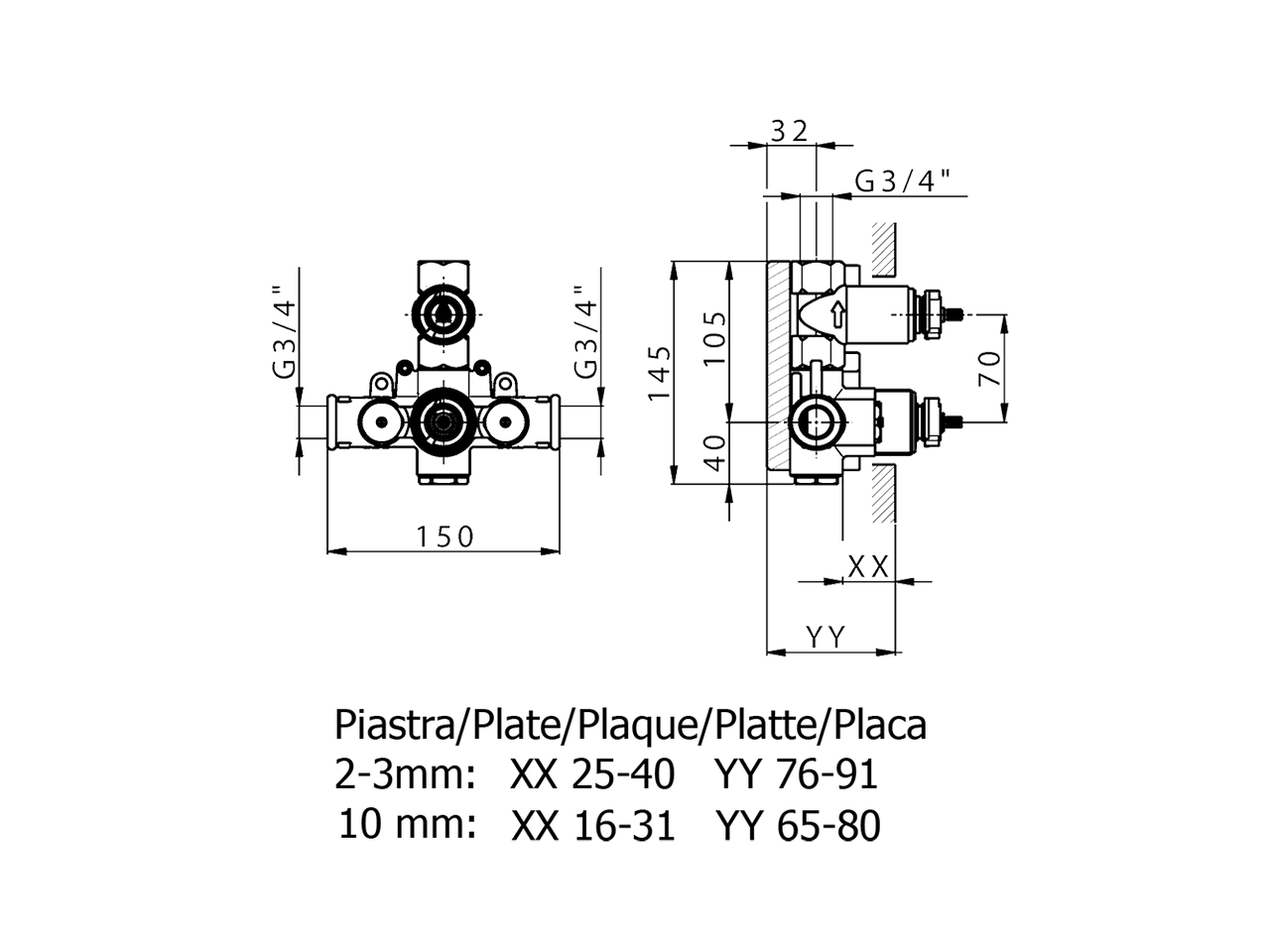 1-outlet Concealed thermostatic shower valve CONCEALED_ZA007361 - v1
