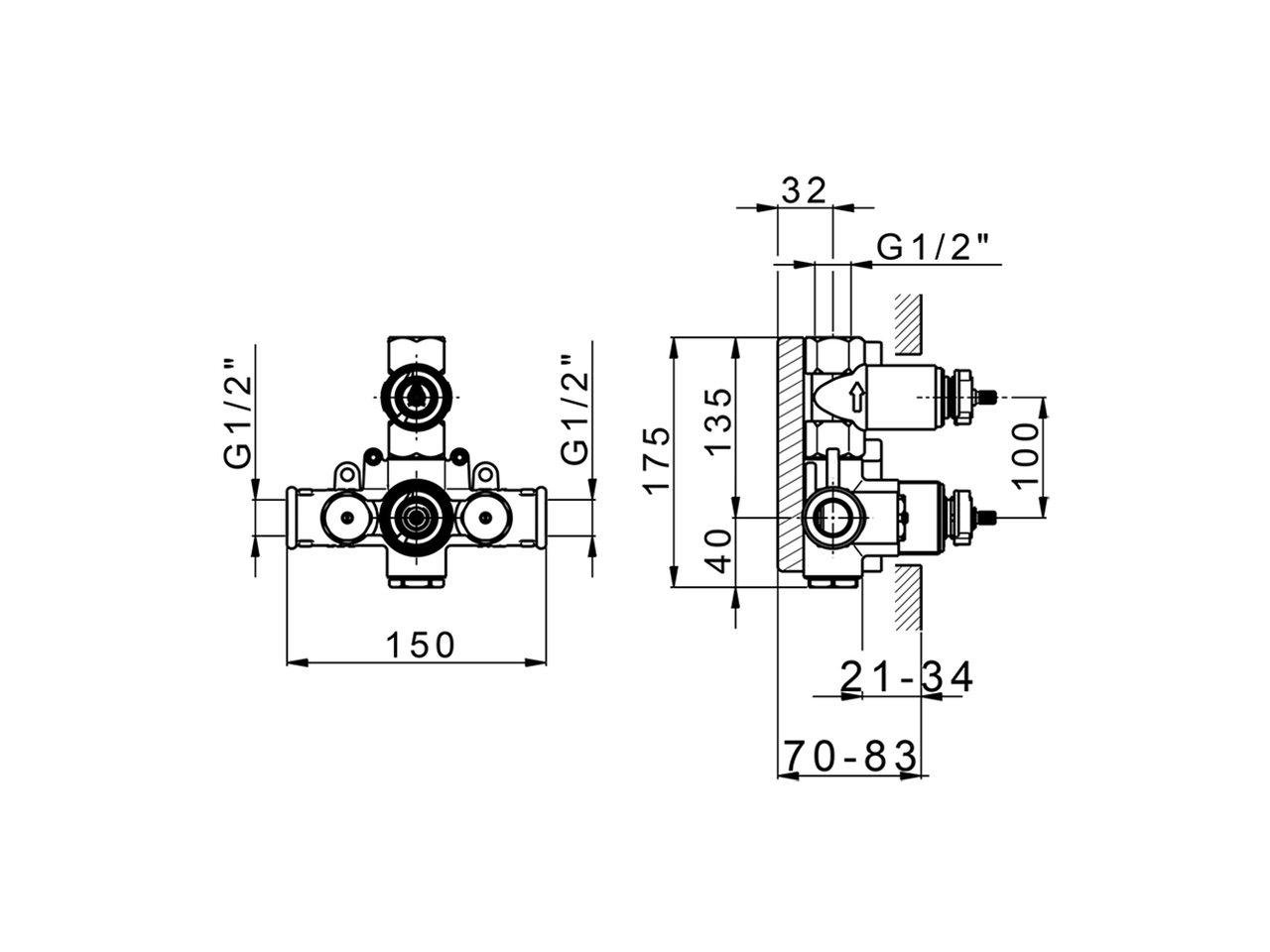 Concealed thermostatic shower mixer, 1-outlet CONCEALED_ZA009300 - v1