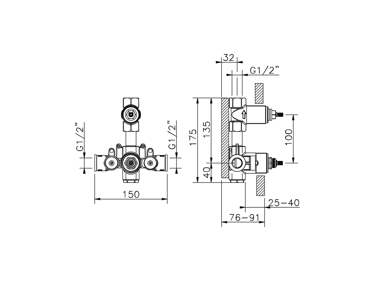 Concealed thermostatic shower mixer, 1-outlet CONCEALED_ZA009301 - v1