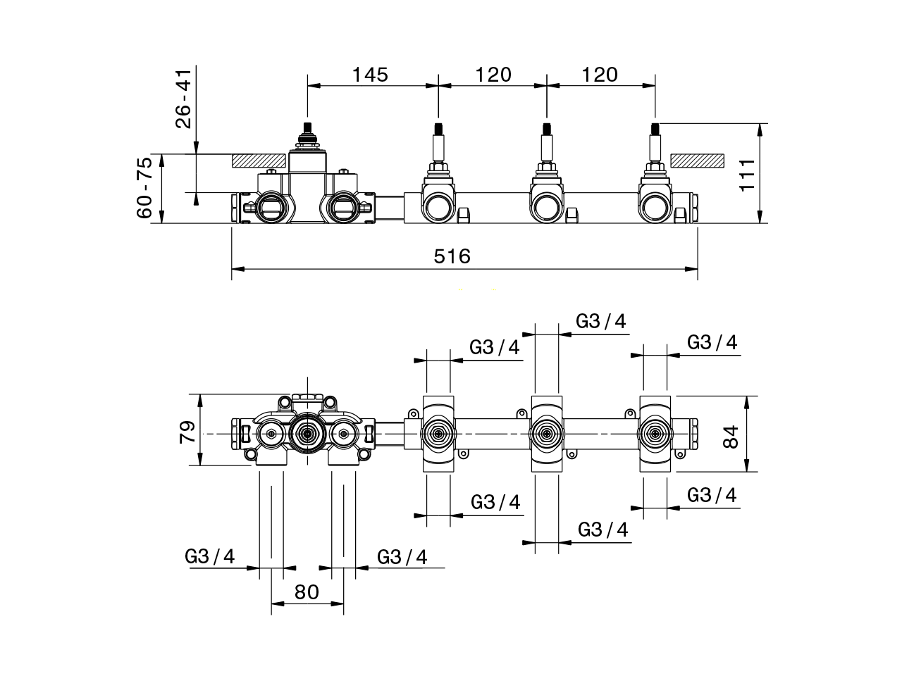 3 Function Concealed Thermostatic Built-in Part CONCEALED_ZA00R300 - v1