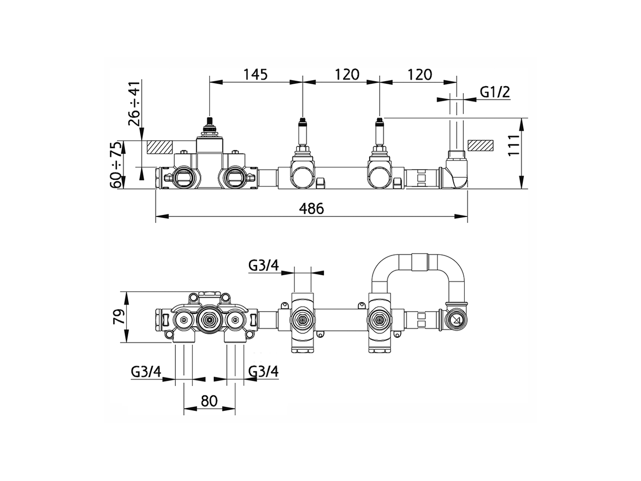 2 Function Concealed Thermostatic Valve CONCEALED_ZA01R251 - v1