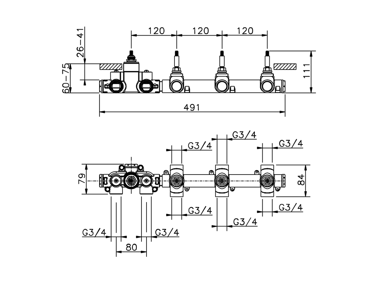 3 Function Concealed Thermostatic Built-in Part CONCEALED_ZA01R300 - v1