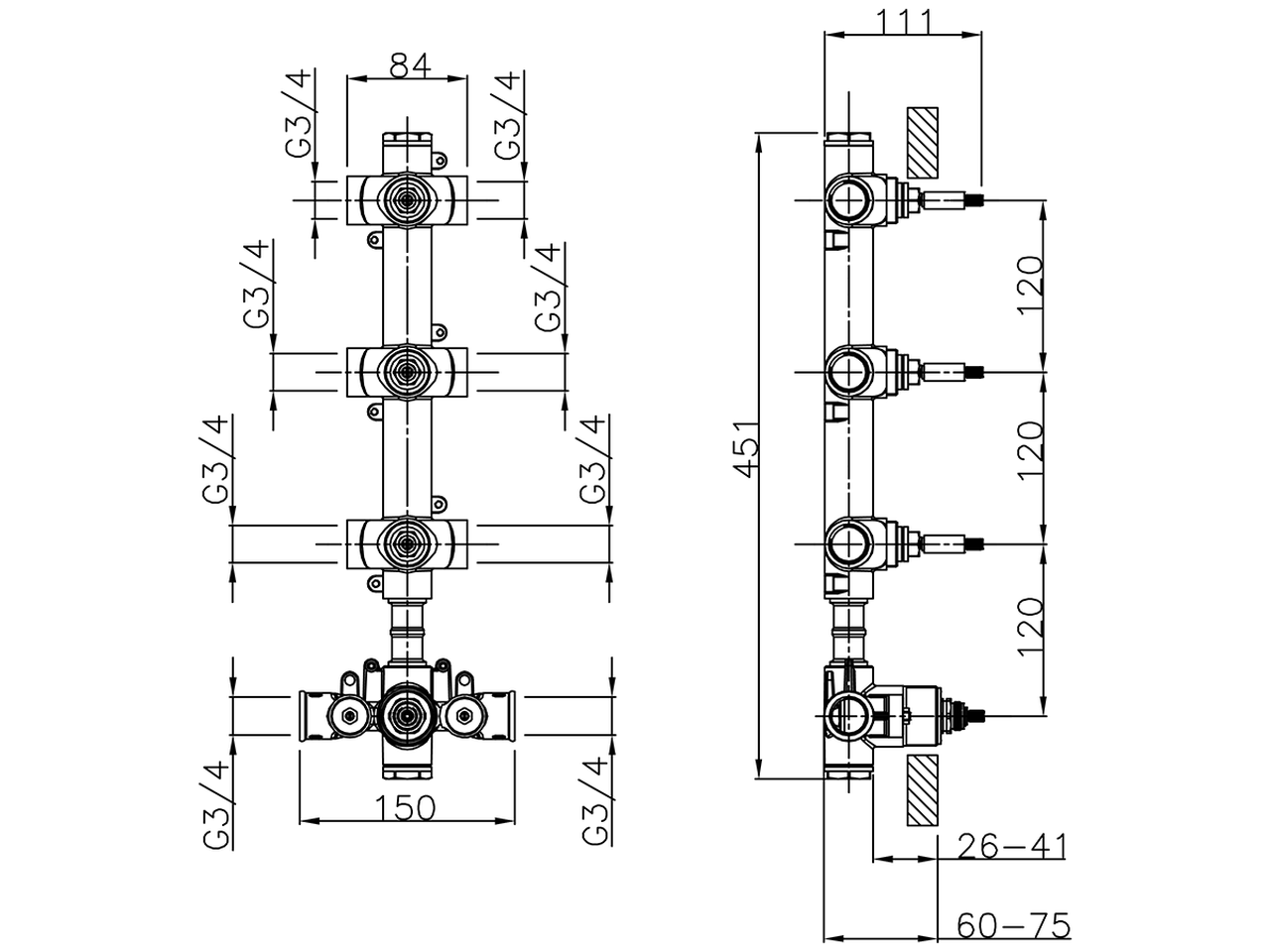 3 Function Concealed Thermostatic Built-in Part CONCEALED_ZA01V300 - v1