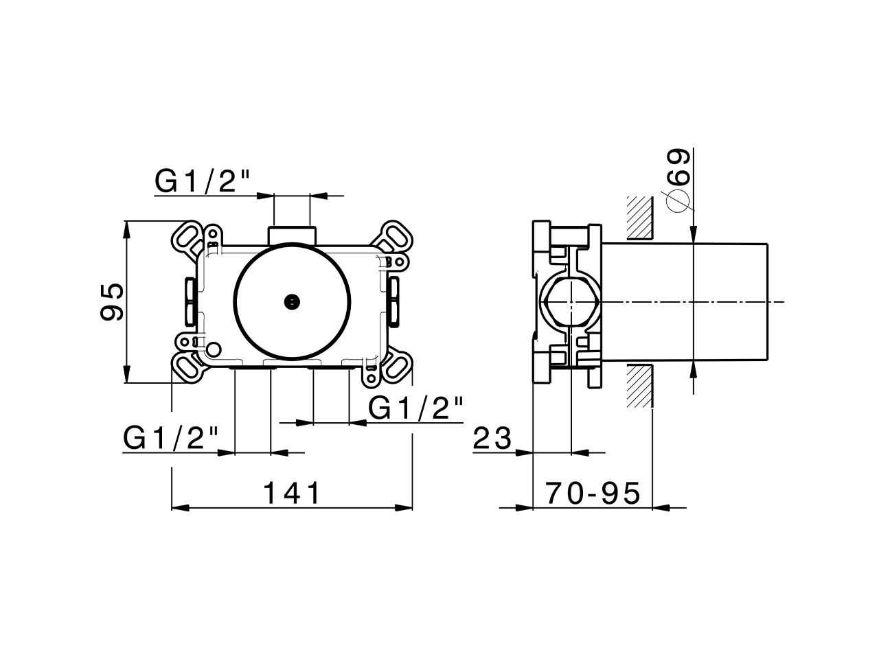 Thermostatic Concealed part PUSH&SHOWER_ZA0G1000 - v1