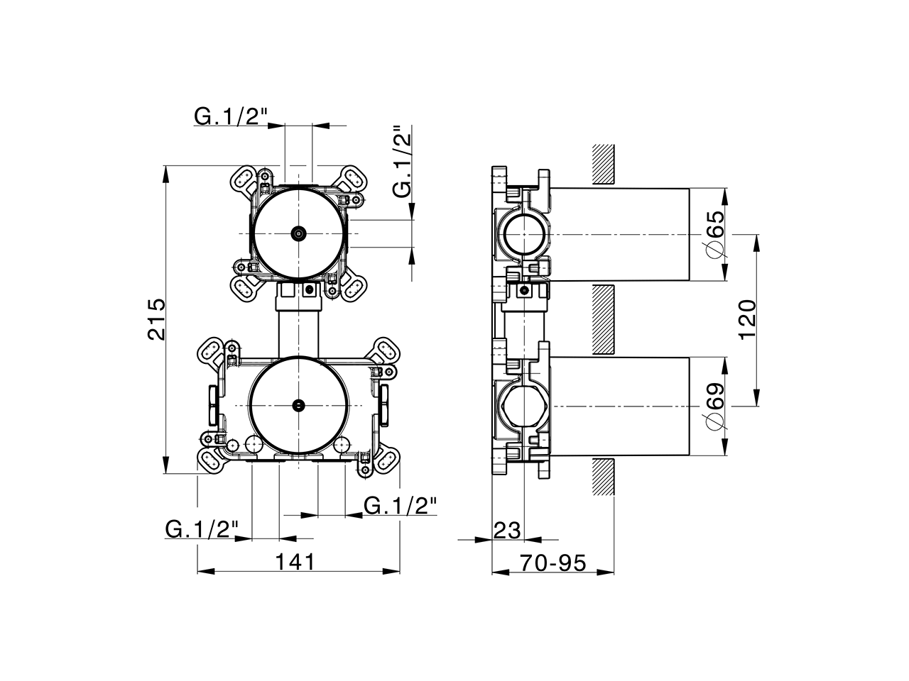 2-outlet Concealed thermostatic mixer CONCEALED_ZA0G22V0 - v1