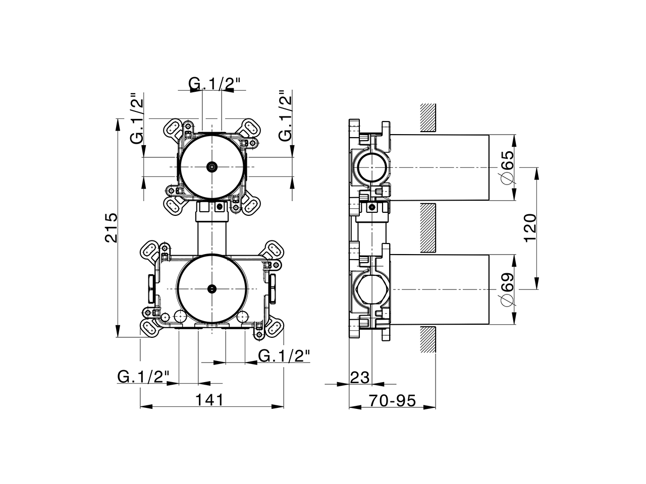 3-outlet Concealed thermostatic mixer CONCEALED_ZA0G23V0 - v1