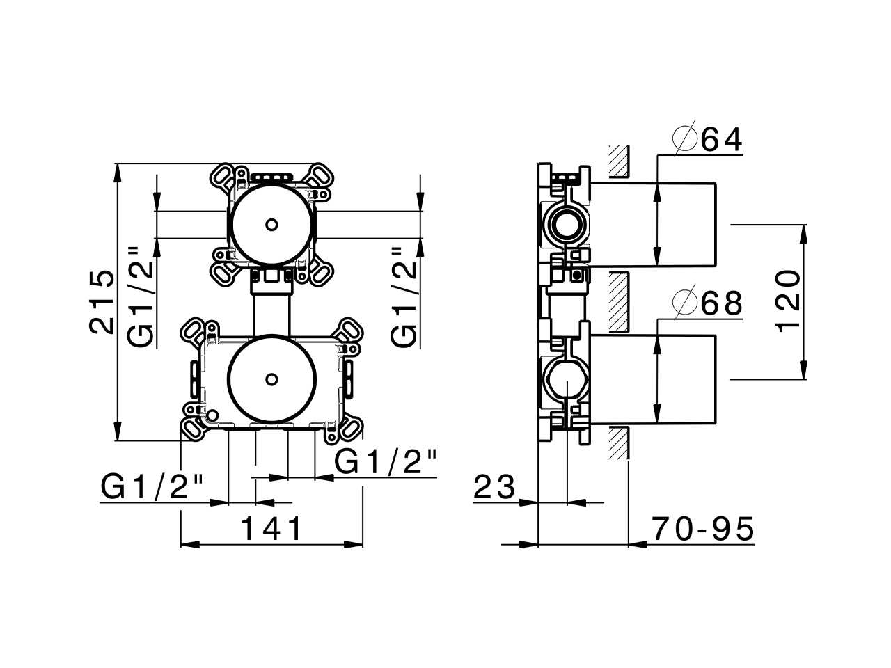 1 Function thermostatic concealed valve PUSH&SHOWER_ZA0G61V0 - v1
