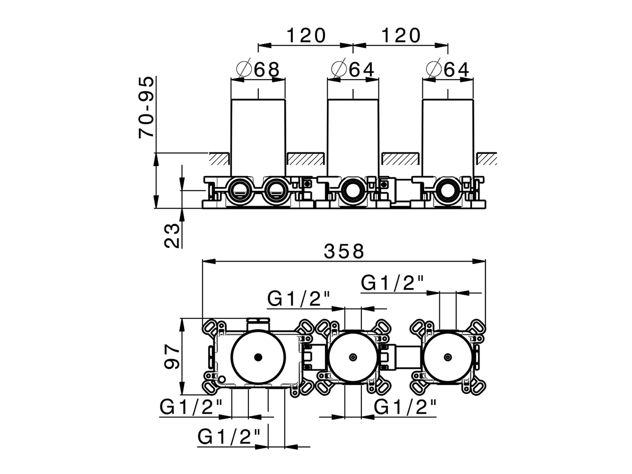 2 Function thermostatic concealed valve PUSH&SHOWER_ZA0G62R0 - v1