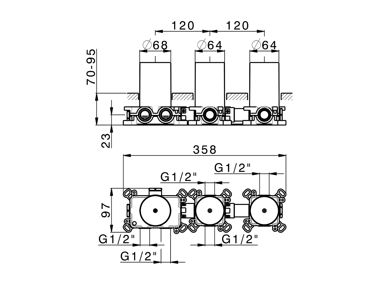 2 Function thermostatic concealed valve PUSH&SHOWER_ZA0G62R0 - v1