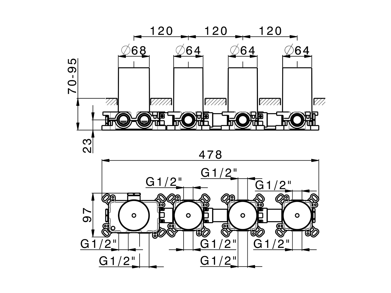 3 Function thermostatic concealed valve PUSH&SHOWER_ZA0G63R0 - v1