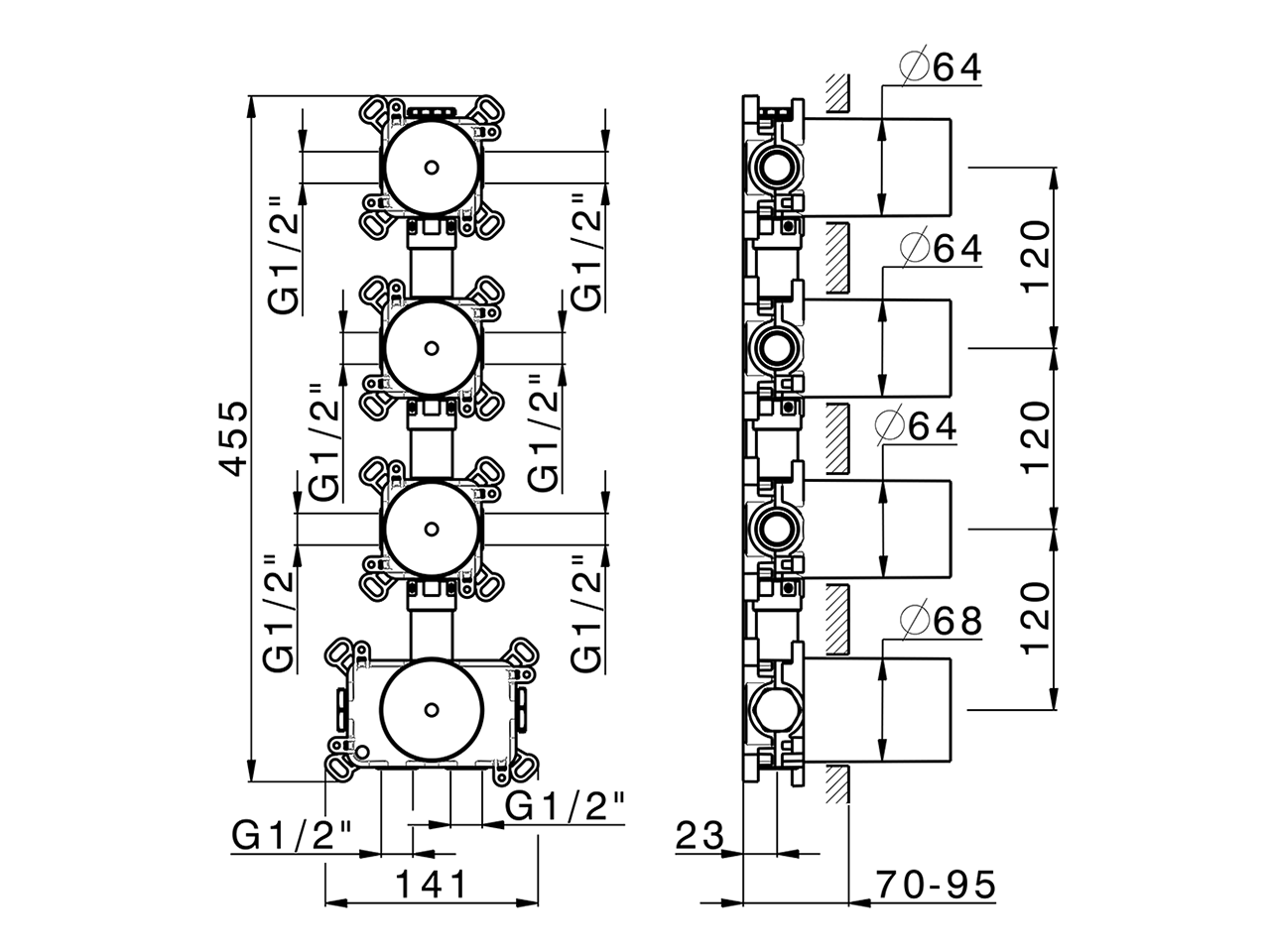 3 Function thermostatic concealed valve PUSH&SHOWER_ZA0G63V0 - v1