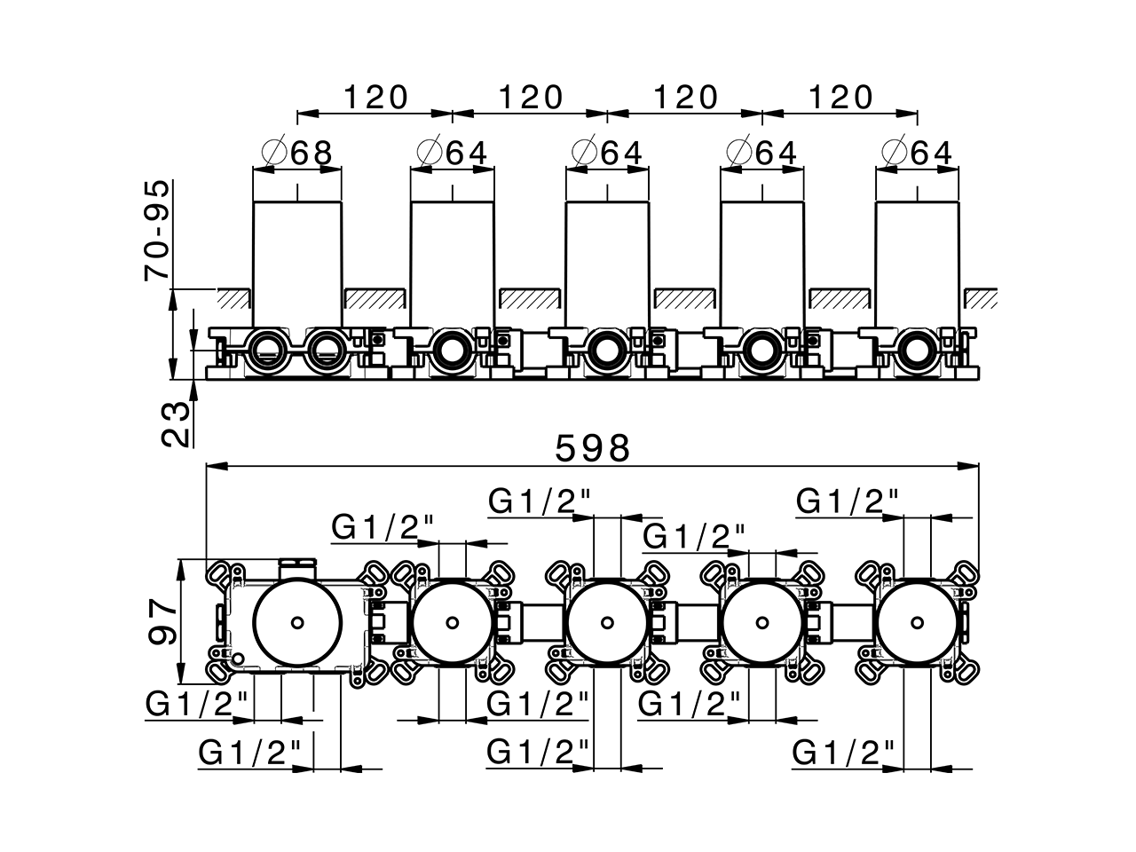 4 Function thermostatic concealed valve PUSH&SHOWER_ZA0G64R0 - v1