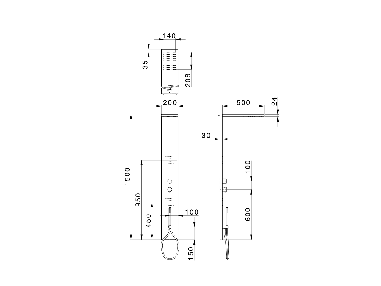 3-fonctions single lever shower panel SHOWER COLUMNS_ZS005000 - v1