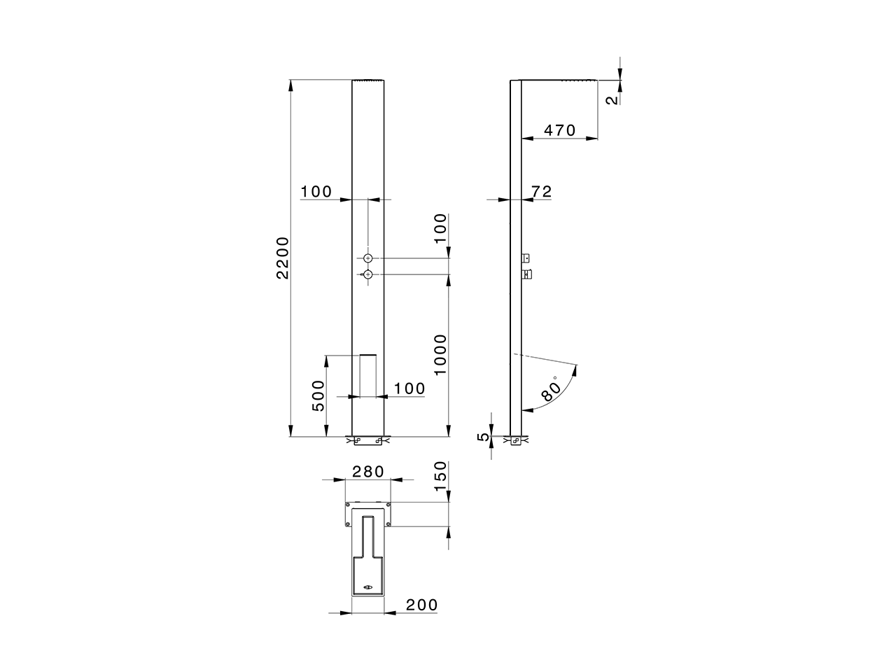 Free Standing Single Lever Shower Column SHOWER COLUMNS_ZS005020 - v1