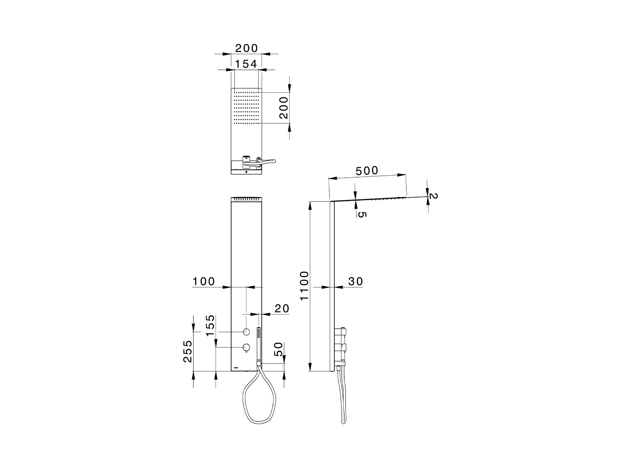 2-fonctions single lever shower panel SHOWER COLUMNS_ZS005030 - v1
