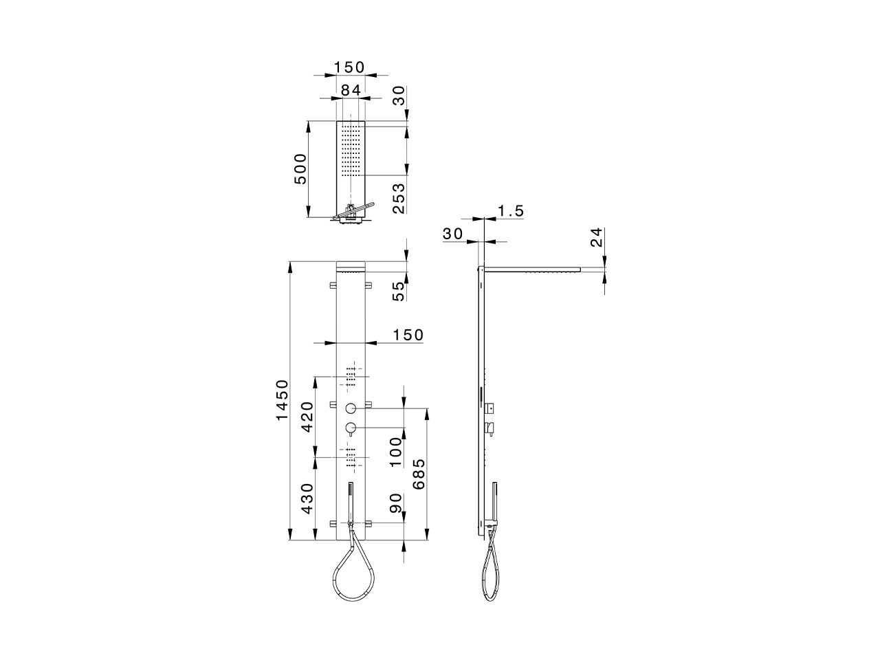 3-fonctions single lever shower panel SHOWER COLUMNS_ZS005040 - v1