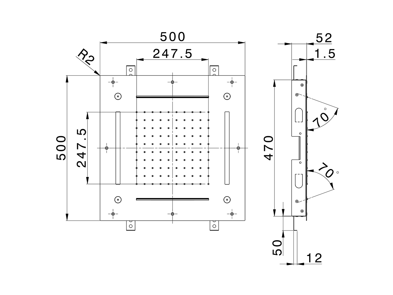 500x500 mm Chromotherapy Ceiling showerhead WELLNESS_ZS0C0090 - v1