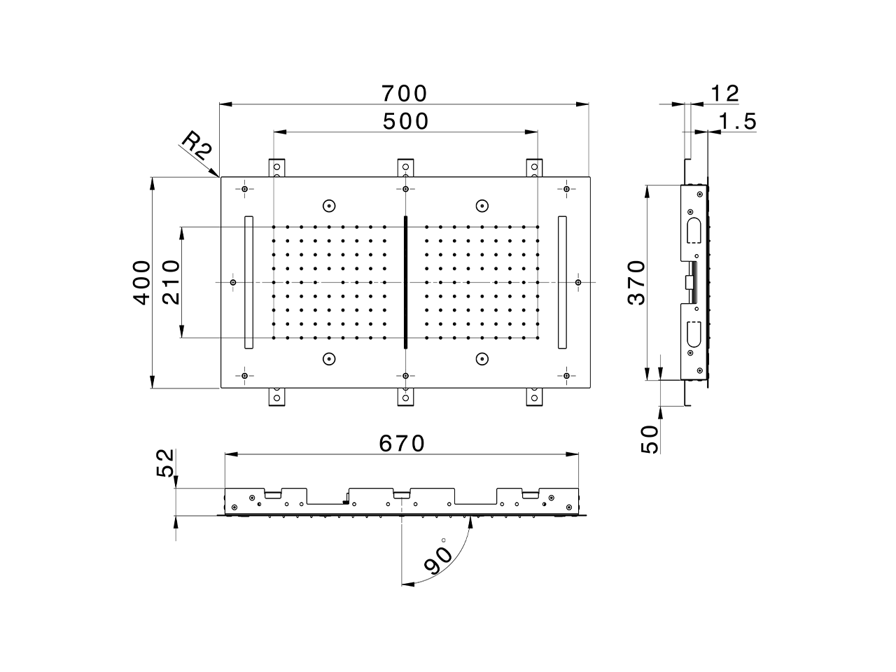 700x400 mm Chromotherapy Ceiling showerhead ZEN SHOWER_ZS0C0120 - v1